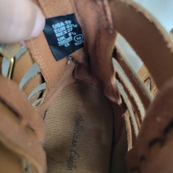 American Eagle Brown Faux Suede Cut Out Ankle Boots Back Zip Up Size 10 - Picture 5 of 8